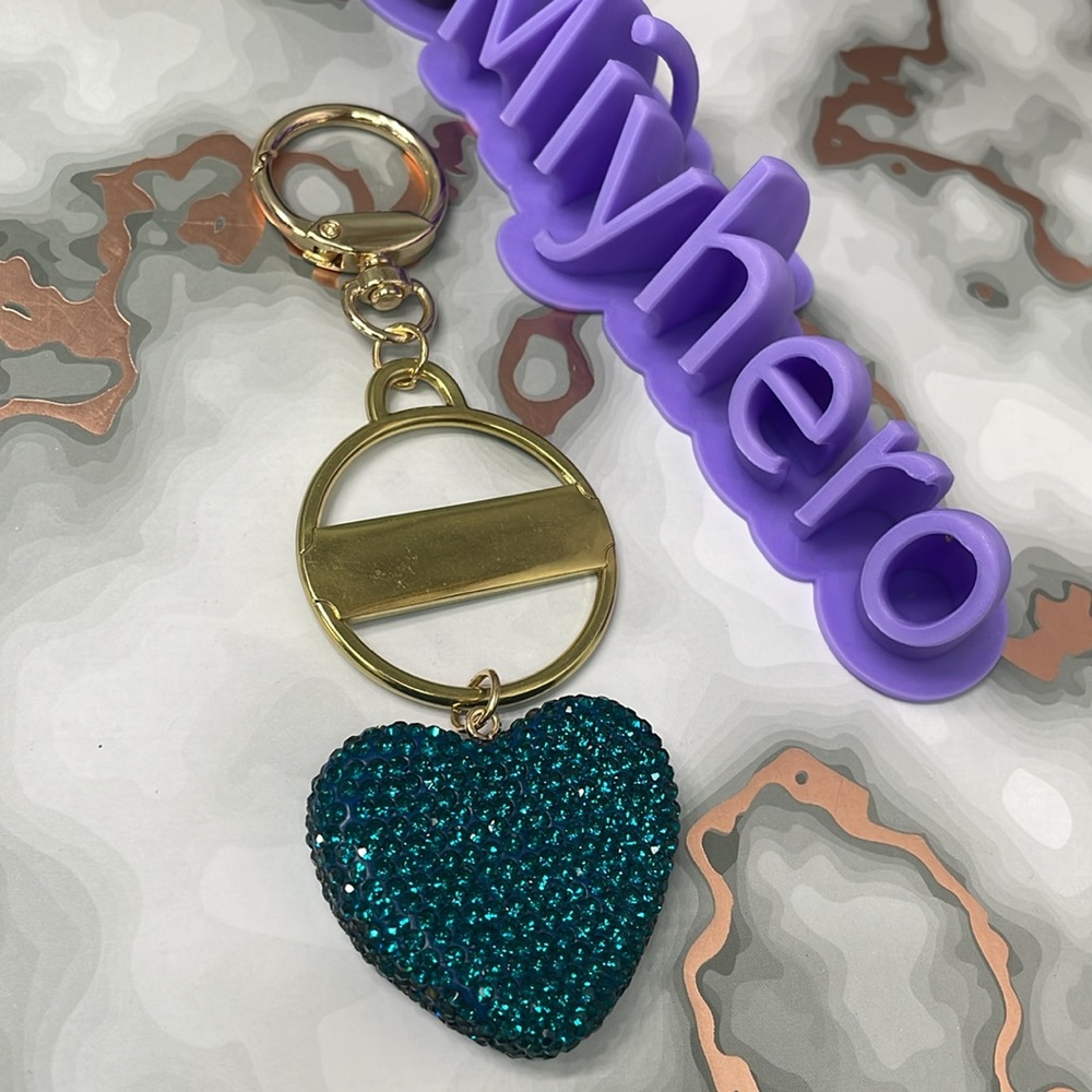 Authentic Coach Gold & Teal Medallion with unbranded Crystal Heart Charm - Picture 4 of 8